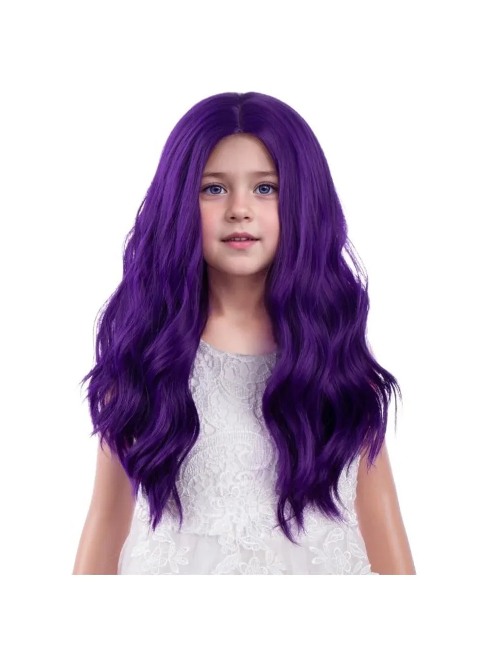 Women's Dark Purple Long Wavy Wig For Girls Wavy Curly Synthetic Halloween Hair